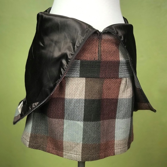 VOLCOM Scooter Dress - Brown plaid XS mini dress - Picture 6 of 8